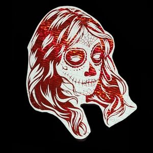 Vibrant Red Sugar Skull Home Design Sticker